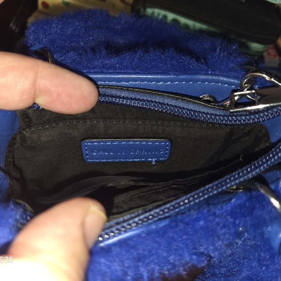 Call It Spring Blue Faux Fur Handbag - Picture 2 of 3